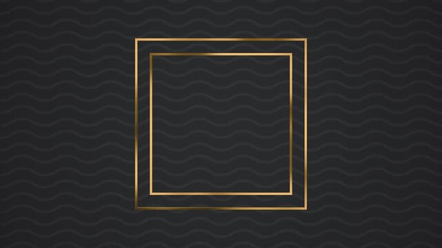 Elegant gold square frame overlay on dark wavy background luxurious design element for premium