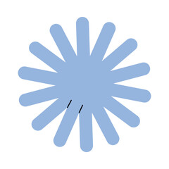 Simple large blue star shape with rounded rays on isolated white background vector illustration