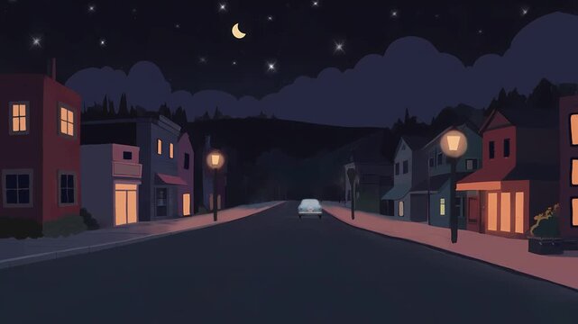 Cars driving down a lonely road at night.