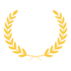 Golden laurel wreath set of four elegant vector elements, classic victory award branch icons, luxury achievement prize decoration clip art, isolated heraldic crown symbols on transparent background.