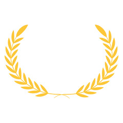 Golden laurel wreath set of four elegant vector elements, classic victory award branch icons, luxury achievement prize decoration clip art, isolated heraldic crown symbols on transparent background.