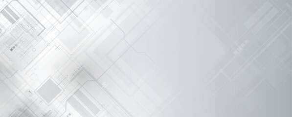 Technology science concept banner. Molecular technology structure with digital overlay