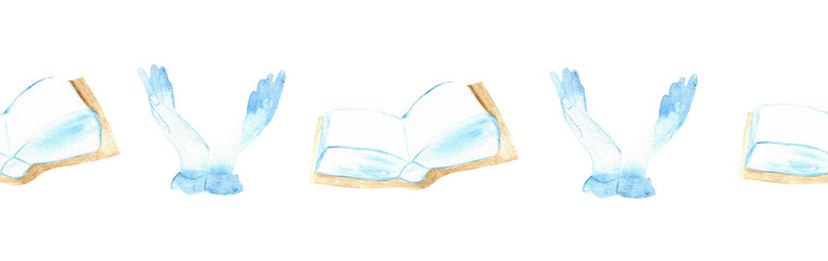 Watercolor Christian border.Watercolor hand-drawn border.