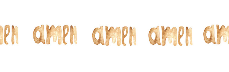 Watercolor Christian border.Watercolor hand-drawn border.