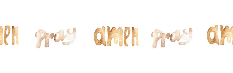 Watercolor Christian border.Watercolor hand-drawn border.