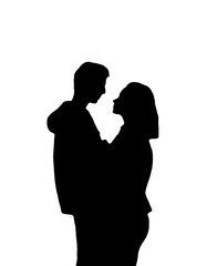 Romantic Couple Silhouette Facing Each Other Isolated Vector