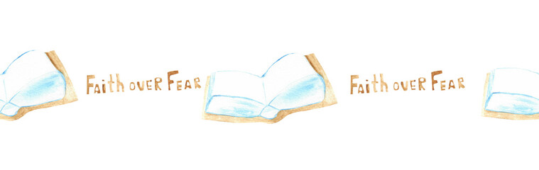 Watercolor Christian border.Watercolor hand-drawn border.