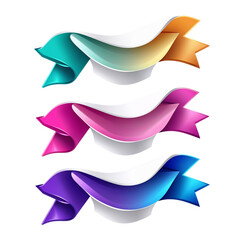 Illustration of set of colorful ribbon banner with transparent background isolated on transparent background