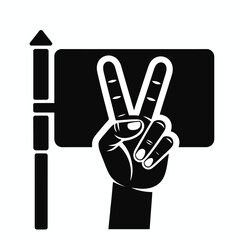 Fototapeta premium Peace sign hand flag vector illustration scalable eps icon symbol graphic silhouette vector illustration white background
