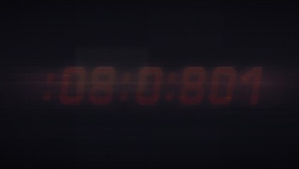 Displaying red LED timer glitching numerals on digital display, with horizontal scan-line artifacts