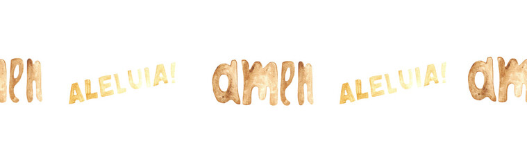 Watercolor Christian border.Watercolor hand-drawn border.