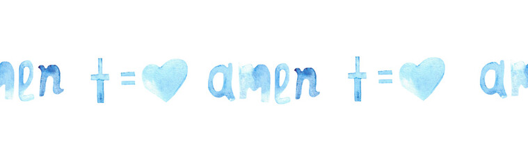 Watercolor Christian border.Watercolor hand-drawn border.