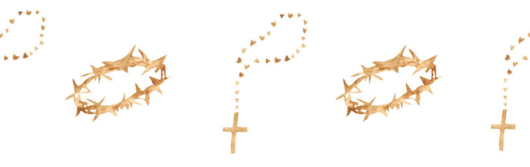 Obraz premium Watercolor Christian border.Watercolor hand-drawn border.