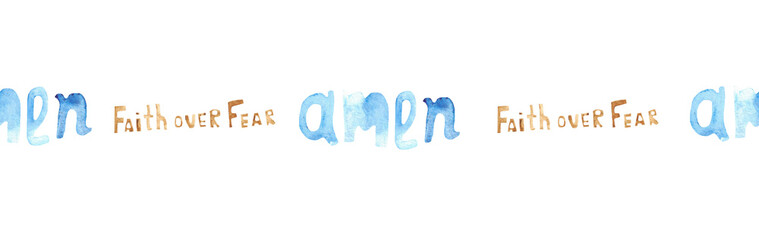 Watercolor Christian border.Watercolor hand-drawn border.