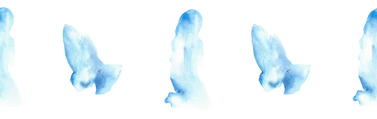 Watercolor Christian border.Watercolor hand-drawn border.