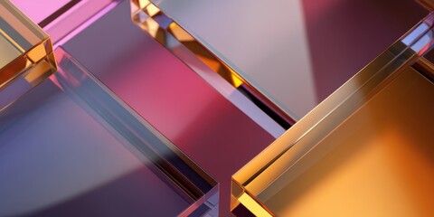 Vibrant Abstract Glass Cubes Background with Geometric Light Reflections