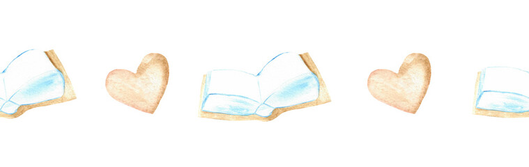 Watercolor Christian border.Watercolor hand-drawn border.