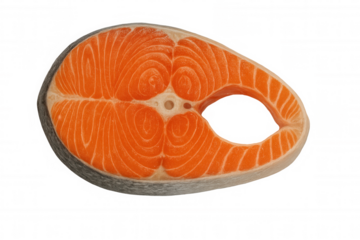 Raw salmon steak displaying fresh market seafood for healthy cooking and omega-3 nutrition, transparent background