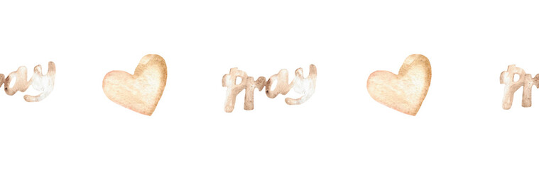  Watercolor Christian border.Watercolor hand-drawn border.