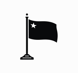 Vector illustration of a rectangular flag with pointed bottom on pole scalable eps icon silhouette vector illustration white background