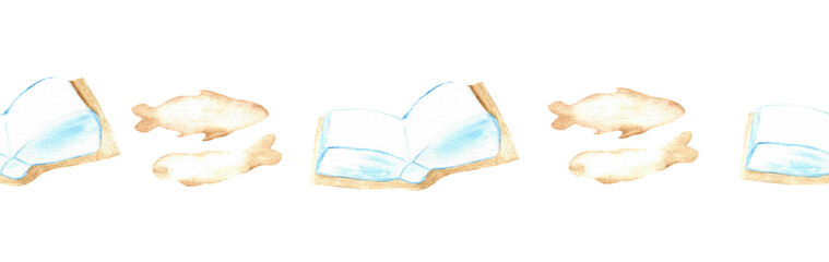  Watercolor Christian border.Watercolor hand-drawn border.