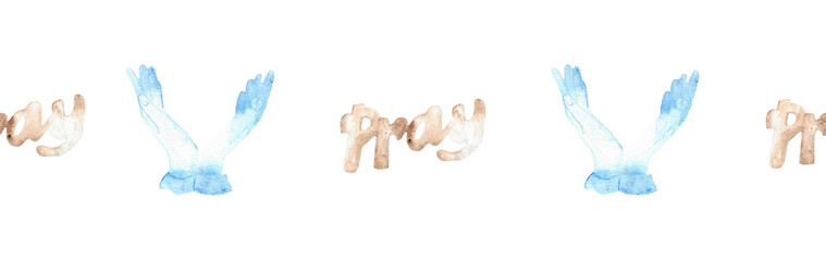  Watercolor Christian border.Watercolor hand-drawn border.