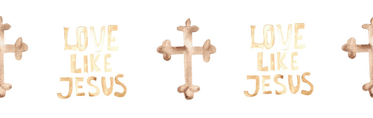  Watercolor Christian border.Watercolor hand-drawn border.