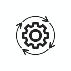 Abstract gear mechanism with circular arrows workflow process vector illustration scalable eps graphic element silhouette vector illustration white background