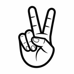 Scalable vector illustration of a hand making peace gesture iconic symbol eps downloadable graphic silhouette vector illustration white background