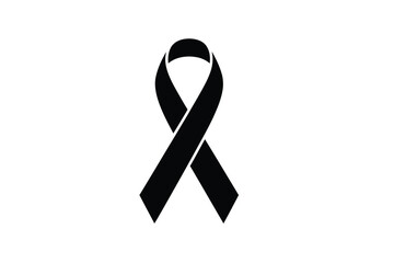 Striking black and white graphic illustration of a mourning ribbon vector scalable eps icon silhouette vector illustration white background