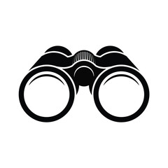Striking black and white icon illustration of binoculars for surveillance and exploration scalable vector graphic silhouette vector illustration white background
