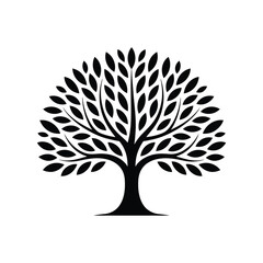 Striking black and white tree illustration vector scalable graphic for design projects eps format silhouette vector illustration white background