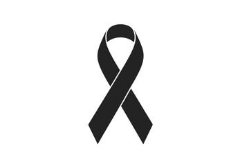 Striking black and white vector illustration of a mourning ribbon symbol for eps export silhouette vector illustration white background