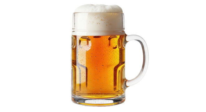 Mug of tasty fresh beer with foam isolated PNG with Transparent Background