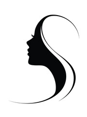 Elegant silhouette of a woman's profile integrated into a stylized letter s vector eps silhouette vector illustration white background