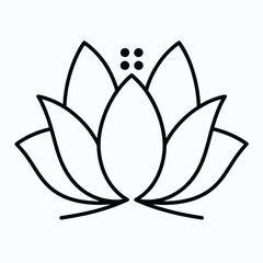 Asymmetrical lotus flower vector illustration scalable eps icon for decorative and spiritual design projects silhouette vector illustration white background
