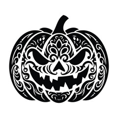 Intricate ornamental halloween jack o lantern stencil vector illustration for spooky holiday decor silhouette vector illustration white background