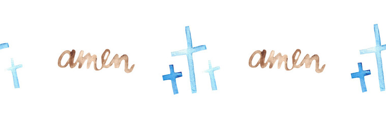 Obraz premium Watercolor Christian border.Watercolor hand-drawn border.