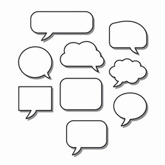Fototapeta premium Collection of ten scalable vector speech bubble outlines for communication and design projects silhouette vector illustration white background