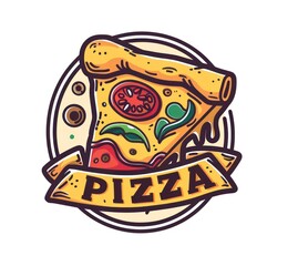 Obraz premium Pizza logo illustrated drawing animal.