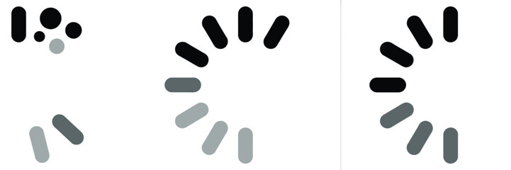 Abstract loading spinner animation vector graphic three horizontal sections scalable eps icon silhouette vector illustration white background