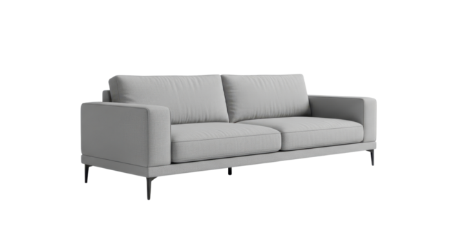 Modern gray sofa isolated PNG with Transparent Background