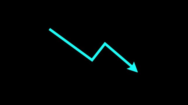 Business Growth Graph Going down. Alpha Channel Transparent Background.