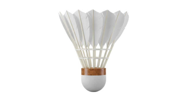 White shuttlecock for badminton sport isolated PNG with Transparent Background
