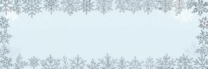 Minimal hand-drawn snowflake border pastel blue banner — Christmas & New Year sale email header