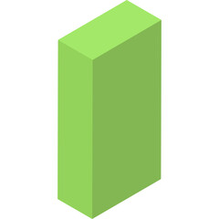 Green Rectangular Solid Object With Isometric Perspective On Transparent Background Simple Geometric Shape For Design