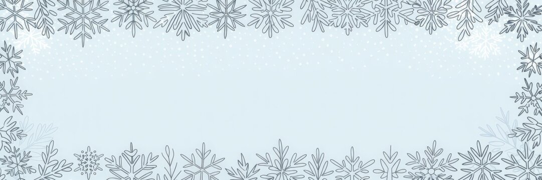 Minimal hand-drawn snowflake border pastel blue banner &mdash; Christmas & New Year sale email header