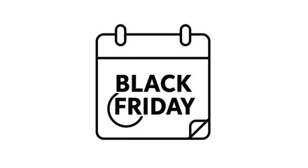 Black Friday Calendar Icon with Marked Date for Shopping Sales.