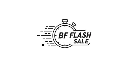 Black Friday Flash Sale Stopwatch Timer Icon with Speed Lines.