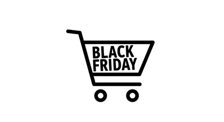 Black Friday sale shopping cart vector icon illustration.